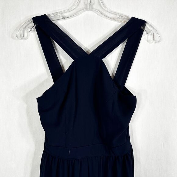 Lulus Small Dress Navy Blue Maxi Floor Length Sleeveless Chiffon Zip Lined‎ 184 - Picture 5 of 8
